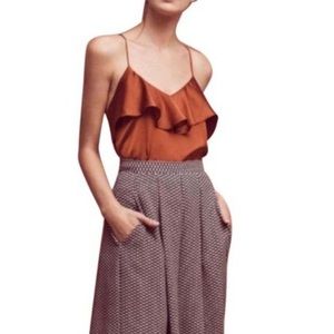 Anthropologie Rust Harlyn Ruffle Tank Top/Cami